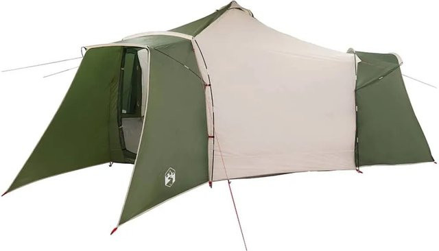 vidaXL Tipi Zelt mit Dach in Grün und Beige, H x B x T: 275 x 492 x 492 cm - Bild 1