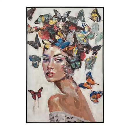 Mansion atmosphere Leinwandbild Woman with Butterflies Frau und Schmetterlinge, B: 80 cm, H: 120 cm, Mehrfarbig