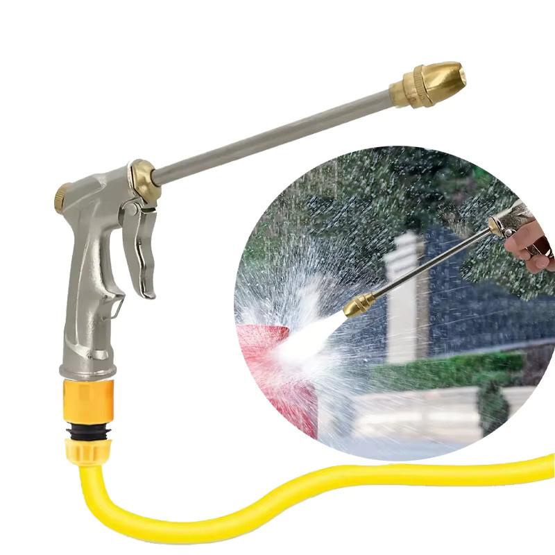 Tragbare Hochdruck-Wasserpistole von FLOWERS SPRAL aus Metall in Silber für die Autoreinigung und Gartenbewässerung - Bild 2