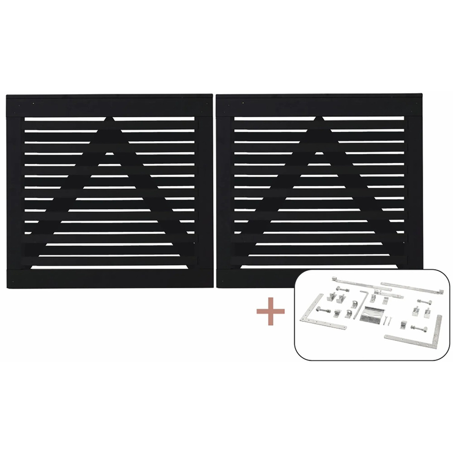 Plus Osaka Doppeltor aus Nadelholz in Schwarz, Breite: 200 cm, Höhe: 93 cm - Bild 2