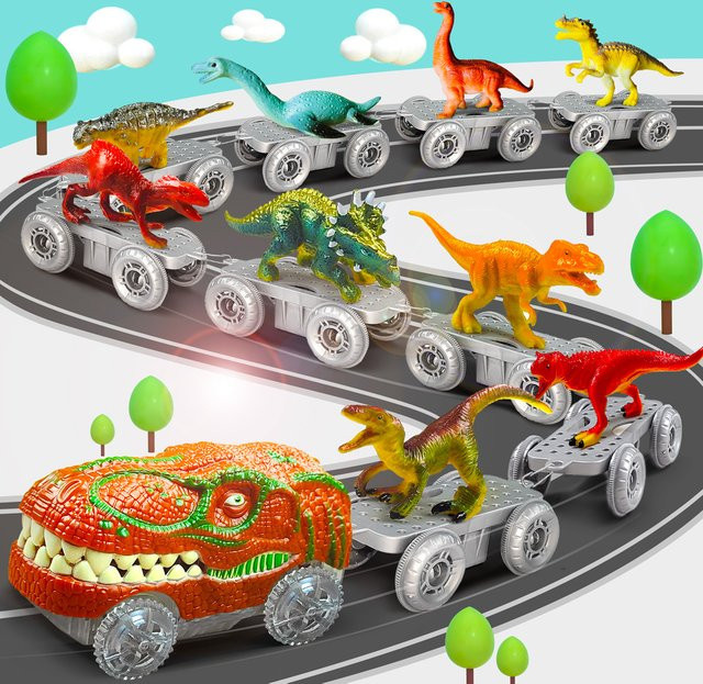 TONERJU Dinosaur Magical Train Track Racing Toy mit Licht und Sound - Bild 1
