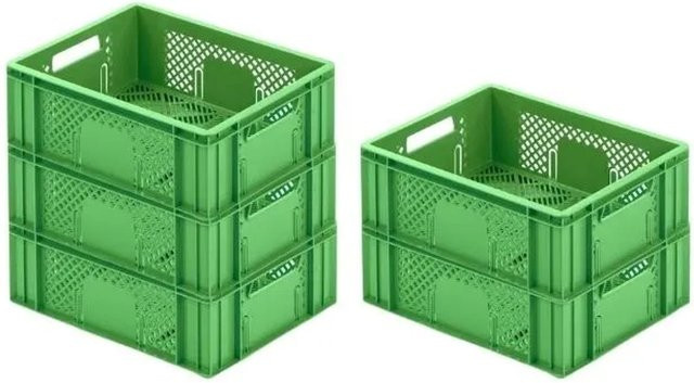 CHEFGASTRO SparSet 5 Eurobehälter Obst- und Gemüsekasten in Grün, H x B x T: 14,2 x 30 x 40 cm, 13 Liter Transportbox - Bild 1