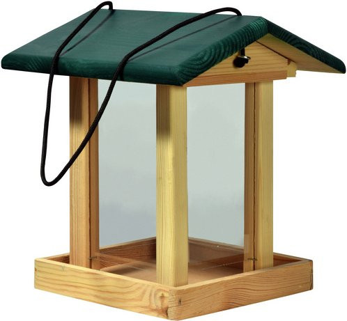 DOBAR Vogelfutterhaus aus Kiefernholz und Kunststoff in Natur/Grün-Braun - Bild 1