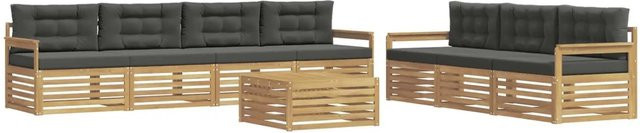 vidaXL Outdoor-Sofagarnitur aus Akazienholz mit 8 Teilen in Weiß und Anthrazit, B/T/H: 79 x 79 x 37 cm - Bild 1