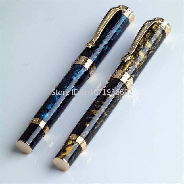 Tangmoon D6 Füllfederhalter aus Kunstharz mit Magnetkappe, Premium-Kalligraphie-Stift mit EF-F-Feder in Schwarz-Gold - Bild 1