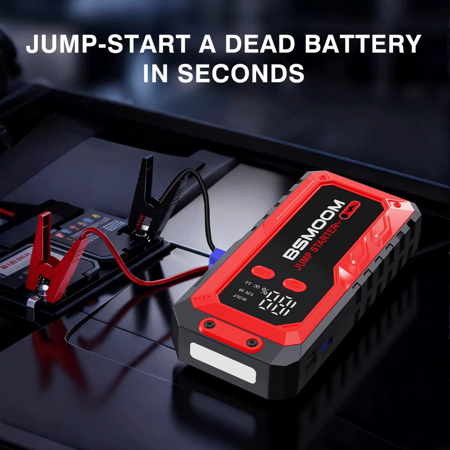 BSMOOM 5000A Auto-Starthilfe für 12V-Fahrzeuge mit LCD-Display, LED-Anzeige und USB-C-Anschluss, geeignet für Benzin- und bis zu 8,0-Liter-Dieselmotoren - Bild 2
