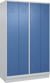 C+P PSA Doppel-Spind Classic PLUS mit Sockel, 4 Abteile, Lichtgrau und Fernblau, Zylinderschloss, H x B x T: 195 x 120 x 50 cm - Bild 1