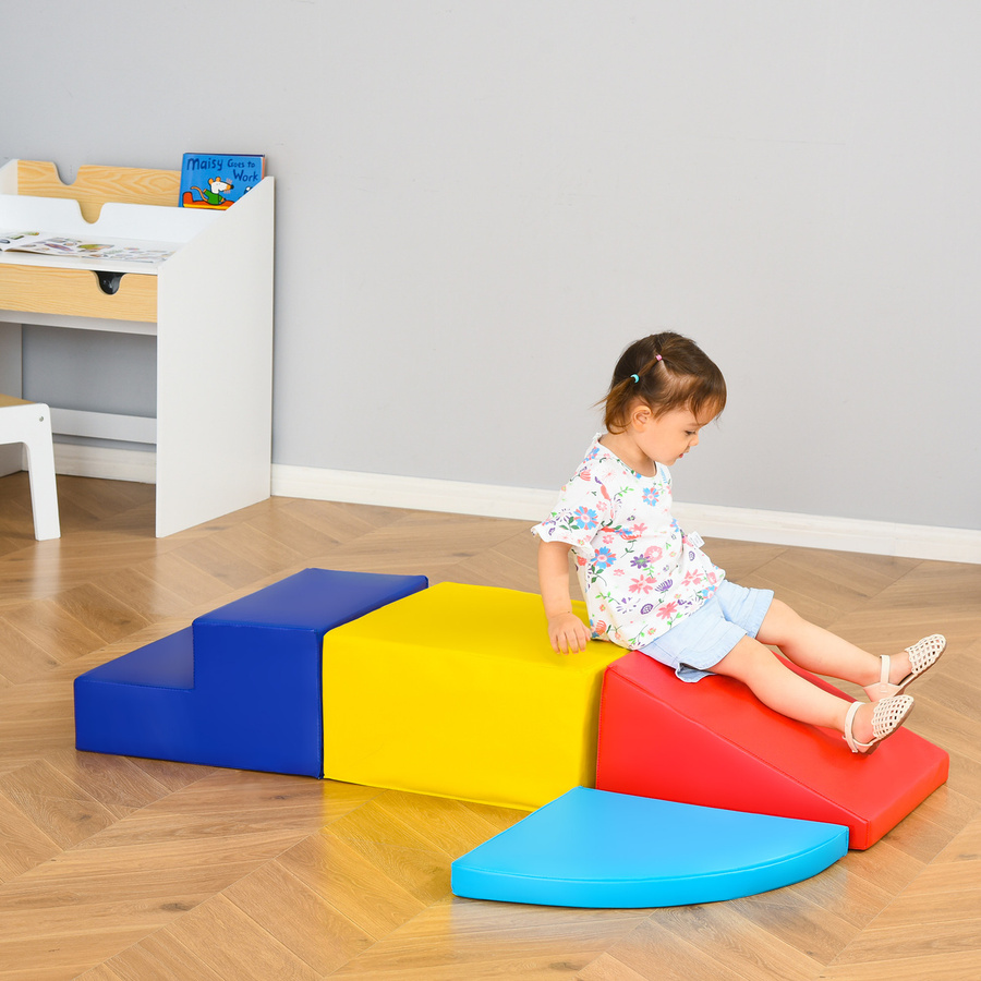 HOMCOM Softbausteine 4-teiliges Set aus Schaumstoff in Mehrfarbig, Bauspielzeug für Kinder von 12-36 Monaten aus Kunstleder - Bild 2