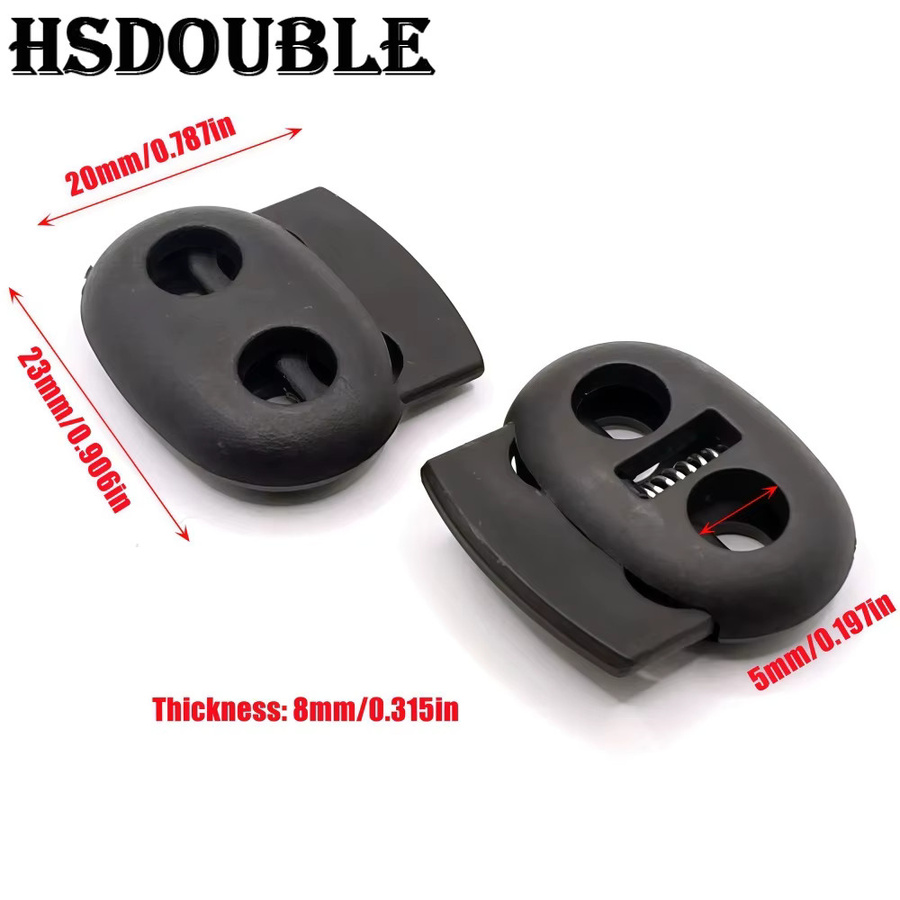 12 Stück HSDOUBLE Kordelverschluss-Stopper aus Kunststoff in Schwarz als Knebelclip und Blockhalter für Kordelzug, Lanyards und Paracord-Seile - Bild 2