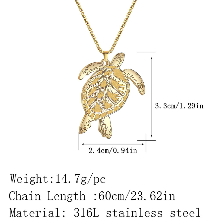 Kinitial Halskette Meeres Schildkröte, Edelstahl, Gold, Unisex - Bild 2