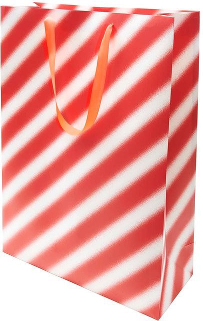 Rico Design Paper Poetry Geschenktüte XXL Streifen rot-weiß B/T/H: 50 x 20 x 70 cm - Bild 1
