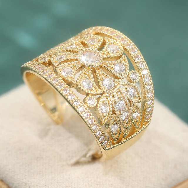 YoYo Blumen-Hohlbandringe, Gold, Zirkonia, Damen - Bild 1