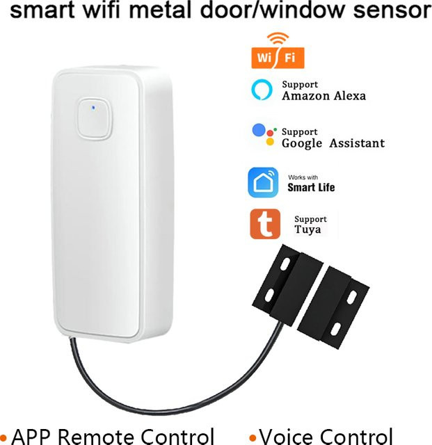 Luxuglow Smart Tür- und Fenstersensor mit WIFI Sicherheitssystem als magnetischer Alarm gegen Diebstahl in Weiß - Bild 1