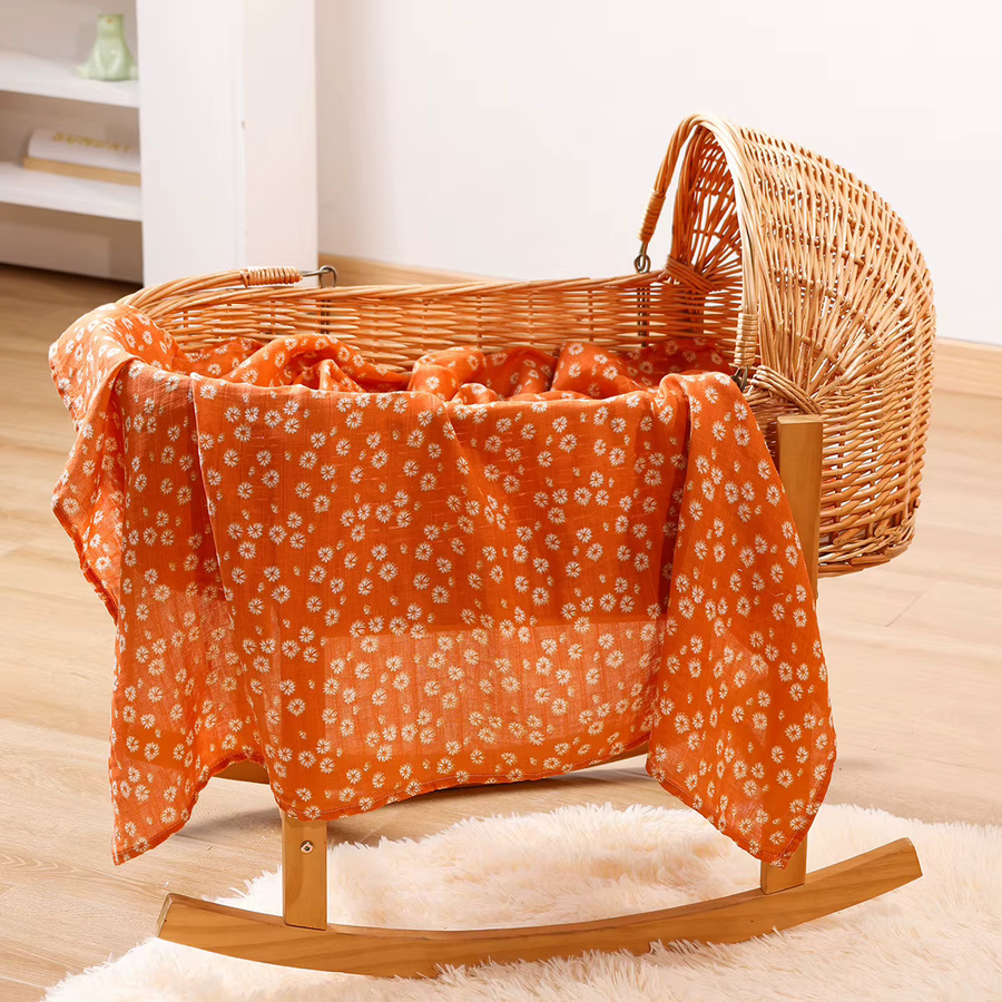 Kangobaby 3er Pack Baby Musselin Baumwolle Wickeldecken und Badetücher, Orange, B/T: 120 x 110 cm - Bild 1