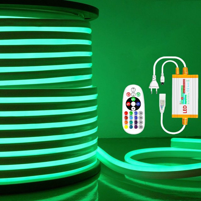 Asign RGB LED Neon-Flex Lichtstreifen, dimmbar mit IR-Fernbedienung, wasserdicht, Multicolor, 220V - Bild 1