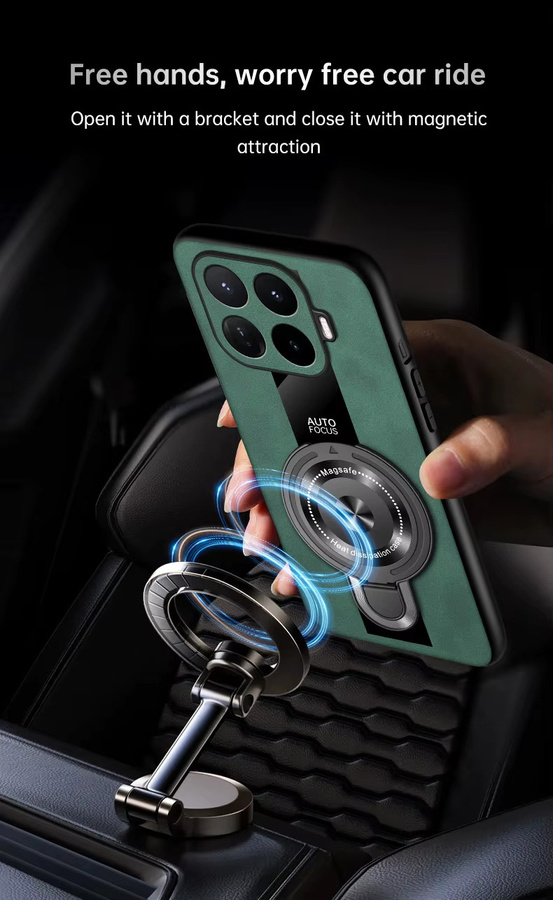 Premium Schafsleder Patchwork Handyhülle mit U-Shield Standfunktion für Xiaomi 17T und Xiaomi 17T Pro in Schwarz - Bild 3