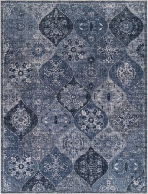 Waschbarer Teppich Sami in Blau im Vintage Design, rutschfest und strapazierfähig, B: 160 cm, T: 220 cm - Bild 1
