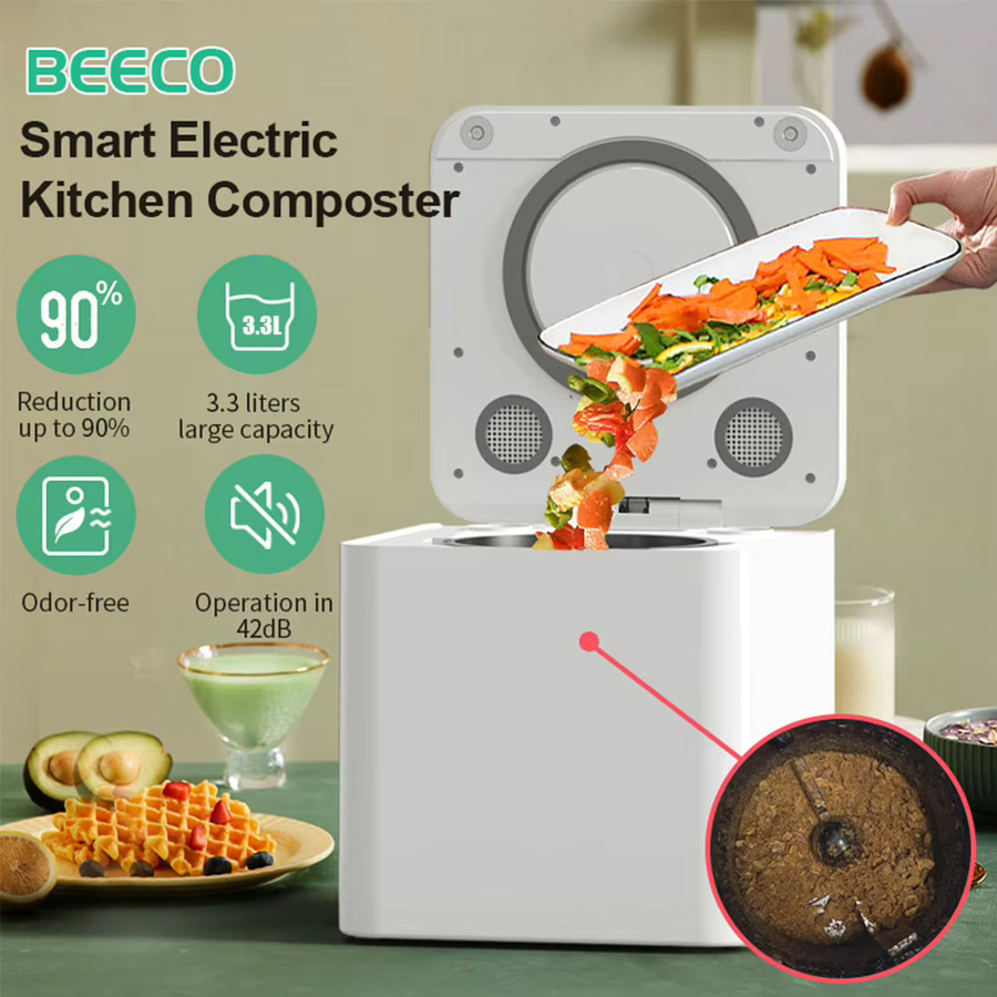 BEECO HQD-314Pro Küchenkomposter in Weiß mit 3,3 l Fassungsvermögen, UVC-Licht und LCD-Bildschirm - Bild 3