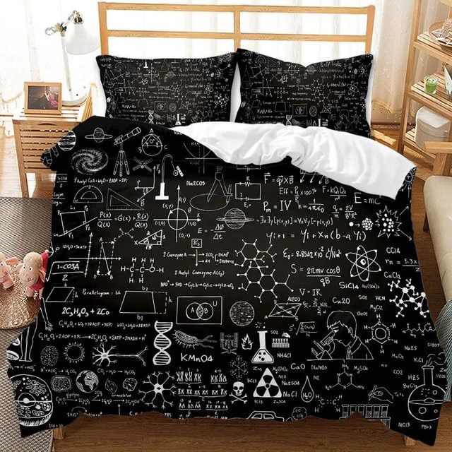 Bettwäsche Set Your Warm Home mit Mathematik Formel Druck, 2-teilig, Farbe: Schwarz, B/H: 140 x 210 cm, Kissenbezüge: 50 x 70 cm - Bild 1