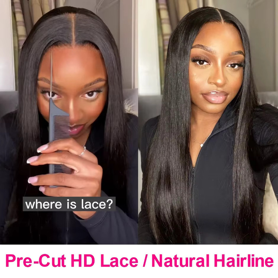 TIANTAI Wear and Go Echthaar Perücke, 4x4 Lace Front, gerade, Damen - Bild 4