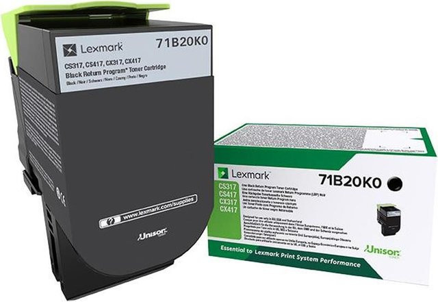 Original Lexmark Tonerpatrone 71B in Schwarz für Lexmark CS317dn, CS417dn, CS517de, CX317dn, CX417de, CX517 (71B20K0) - Bild 1