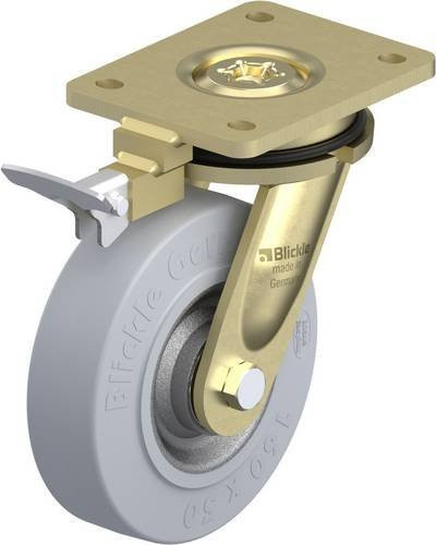 Blickle Lenkrolle LS-SE 160K-SG-RI4 mit Feststeller in Silber, Rad-Durchmesser: 16 cm, Tragfähigkeit: 450 kg - Bild 1