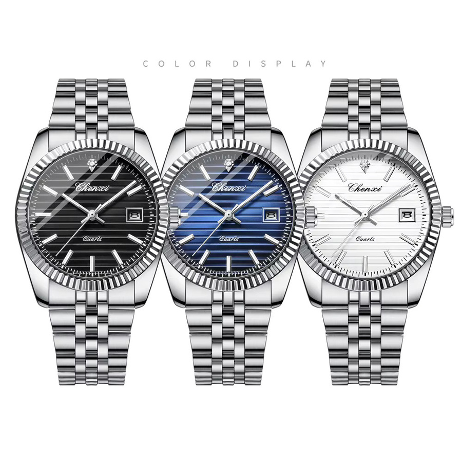 CHENXI Armbanduhr Quarz, Edelstahl, Blau, Herren - Bild 3