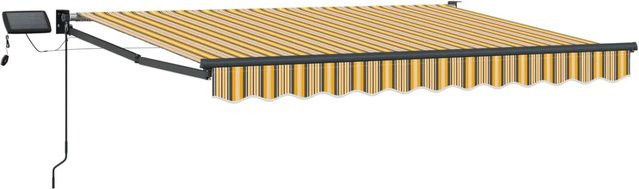 vidaXL Manuelle Gelenkarmmarkise mit LED-Beleuchtung aus Polyester, B/T: 250 x 200 cm - Bild 1