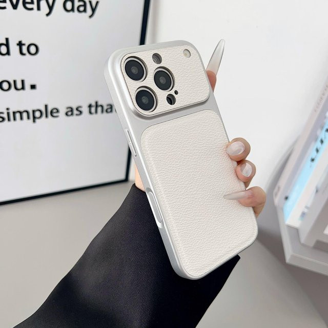 Apple Luxus-Leder Case für iPhone 16 Pro Max in Weiß, Sturzsicheres Schutzcover - Bild 1