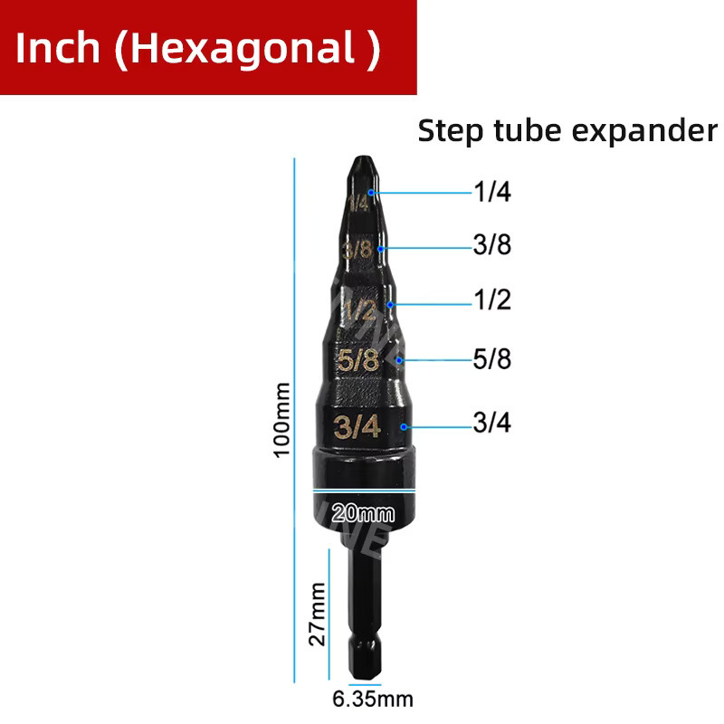 FENNEC 5-in-1 Bit-Erweiterungskopf für Kupferrohre mit sechseckigem und dreieckigem Griff in Gold und Schwarz - Bild 2