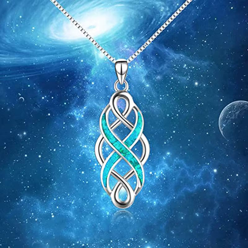 Huitan Halskette, Twist Design, Silber Farbe, grün Emaille, Damen - Bild 2