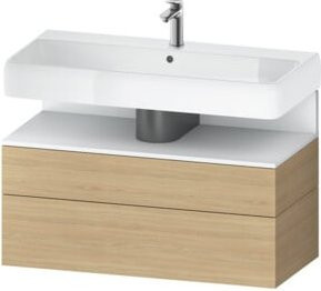Duravit Waschtischunterschrank Qatego in Weiß und Braun, Wandmontage, mit 1 Schrank und 1 Auszug, B/T/H: 99 x 47 x 59 cm - Bild 1