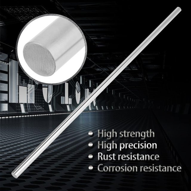 Fishine Lagerstahl Zylinder Schiene Linearwelle als gerade runde Stange aus Stahl, Farbe: Silber, Durchmesser: 10 mm, Länge: 500 mm - Bild 1