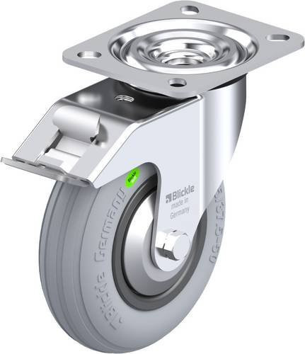 Blickle Lenkrolle L-VWPP 125G-FI-SG-FA mit Feststeller, Rad-Durchmesser: 12 cm, Tragfähigkeit: 50 kg, Farbe: Grau/Schwarz - Bild 1