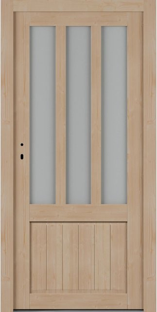Roro Nebeneingangstür OHE 1001 aus Fichte in Braun mit Glaseinsatz, B/H: 98 x 198 cm, DIN L - Bild 1