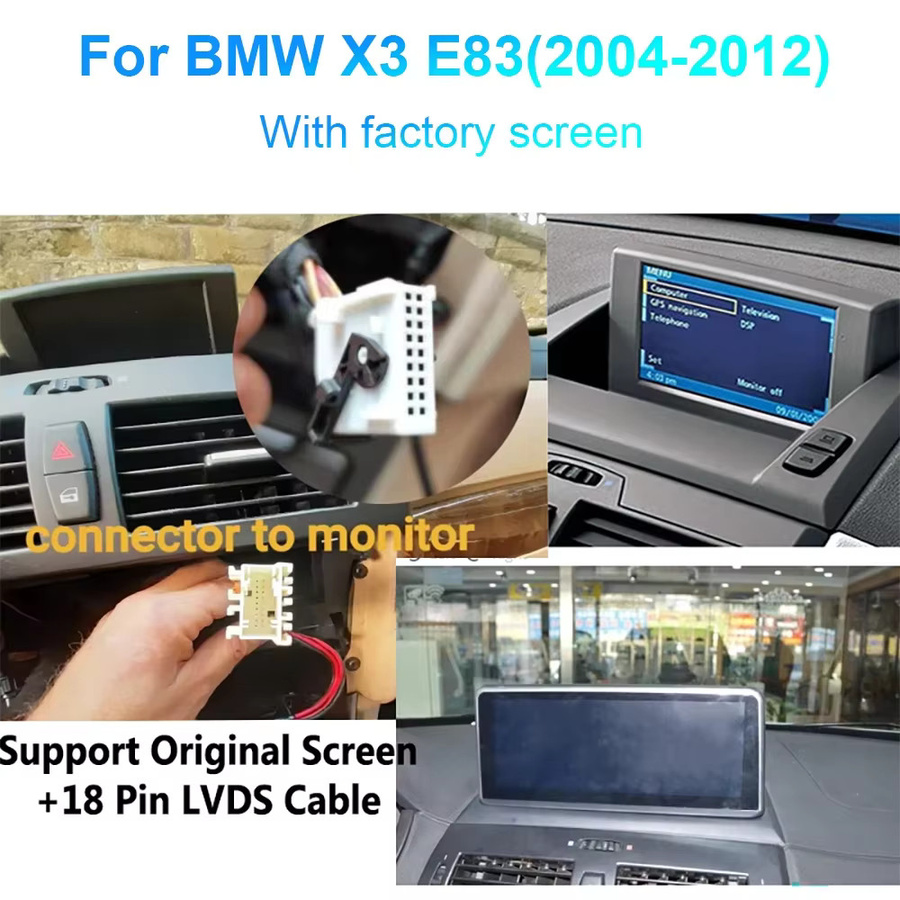 BONROAD Multimedia Radio für BMW X3 E83 (2004-2009) mit kabellosem CarPlay, Android Auto, GPS und Bluetooth in Schwarz - Bild 2