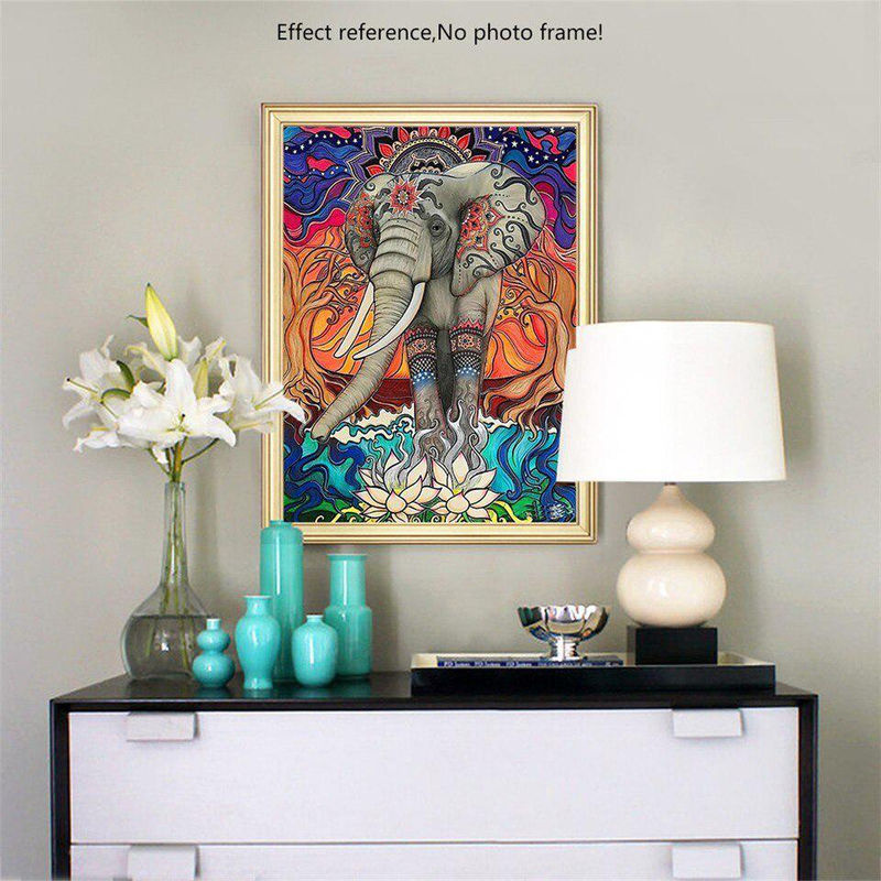 FIYO Diamond Painting Set Elefant 5D DIY Stickbilder mit runden Steinen, Mehrfarbig, B x H: 30 x 20 cm - Bild 2