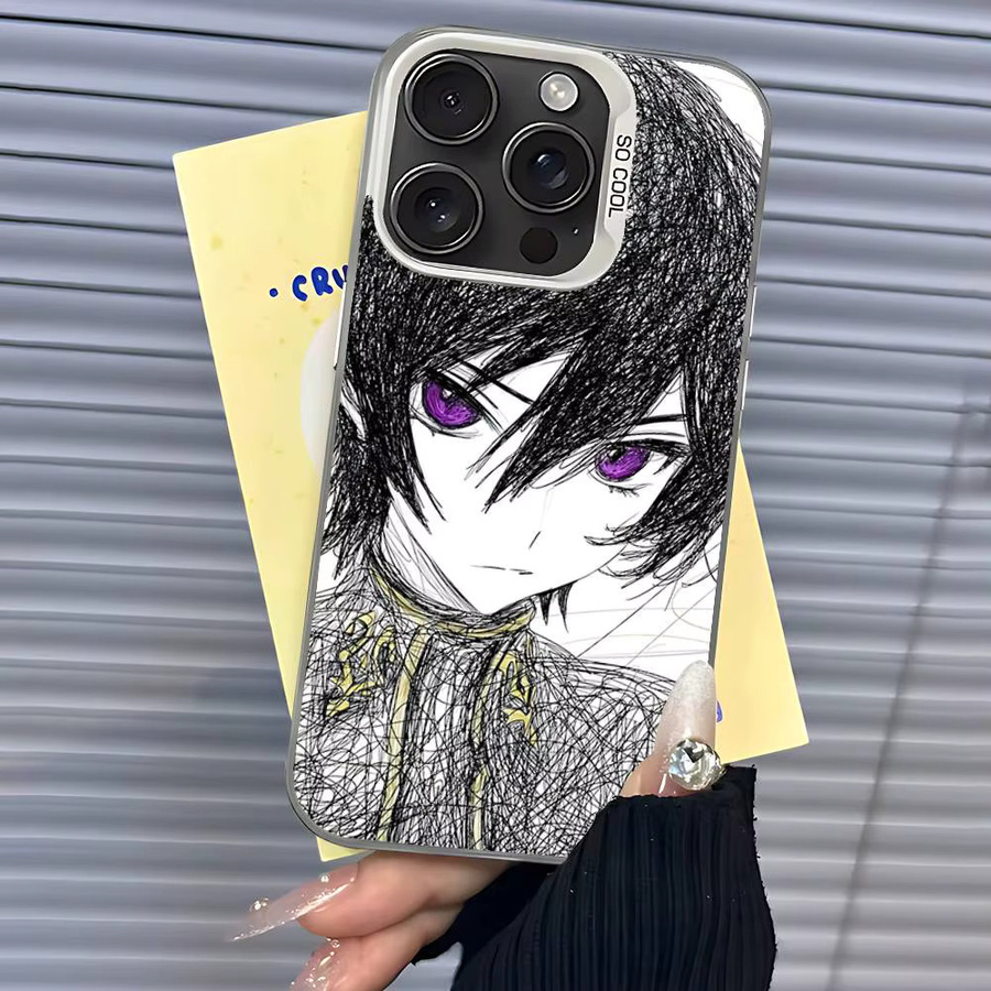 Stoßfeste transparente Handyhülle im Comic Code Geass Design für Apple iPhone 11 bis 17 Pro Max Plus in Schwarz und Weiß - Bild 3