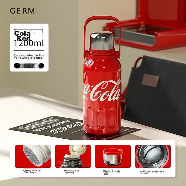 Keim Coca-Cola Isolierbecher Sport-Wasserflasche in Rot mit 1200 ml Fassungsvermögen - Bild 1