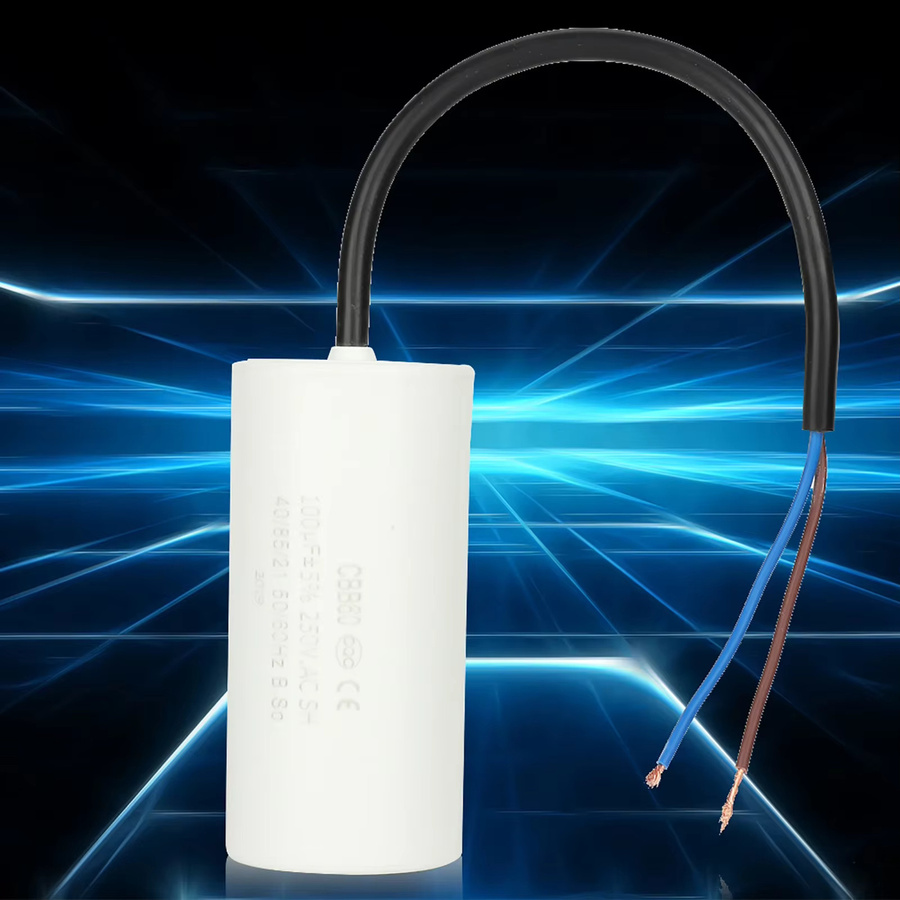 KKMOON Betriebskondensator mit Kabel 250 V AC 100 uF 50/60 Hz in Weiß für Motorluftkompressor - Bild 3
