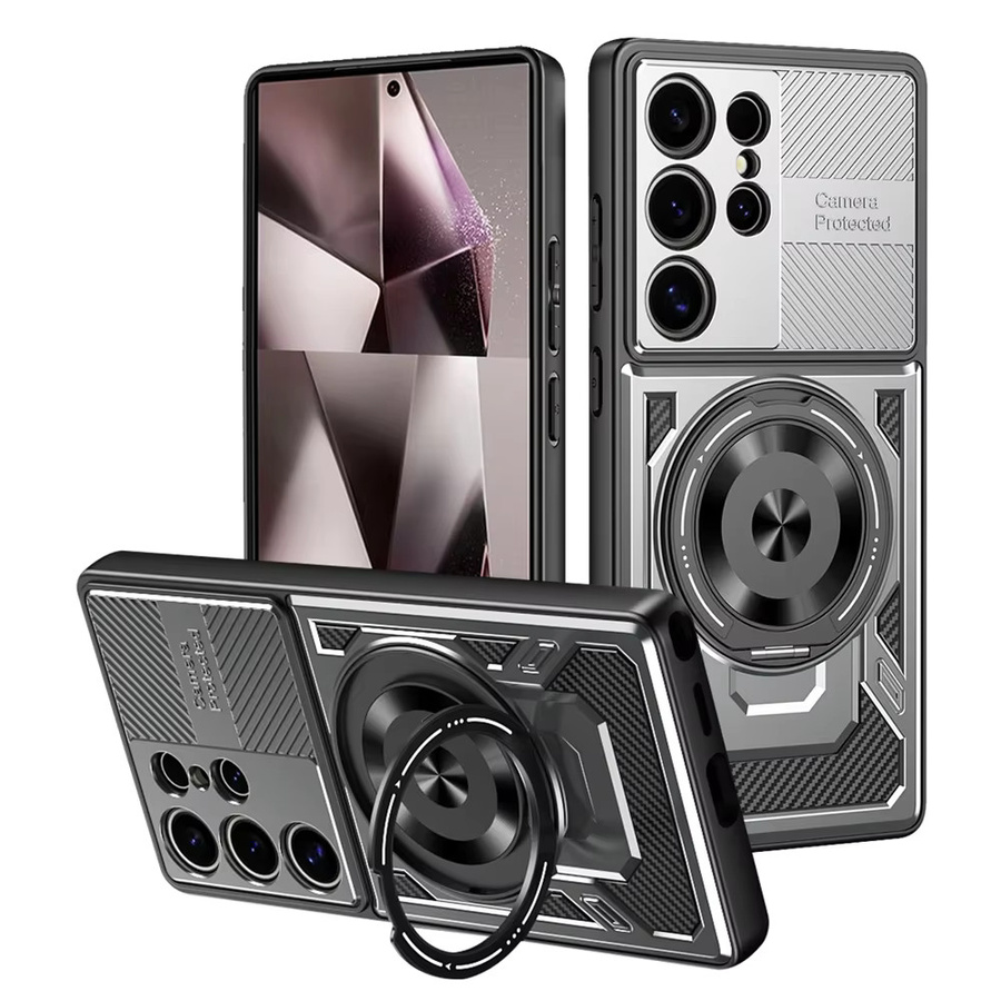 Stoßfeste Rüstungs-Handyhülle mit magnetischem Halterring für Samsung Galaxy S26 Ultra und S 26 Plus 5G, kompatibel mit MagSafe Wireless Charging, in Schwarz oder Gold - Bild 2