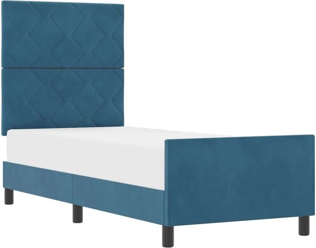 vidaXL Boxspringbett mit Kopfteil in Dunkelblau aus Samt, B/T/H: 80 x 200 x 128 cm - Bild 1