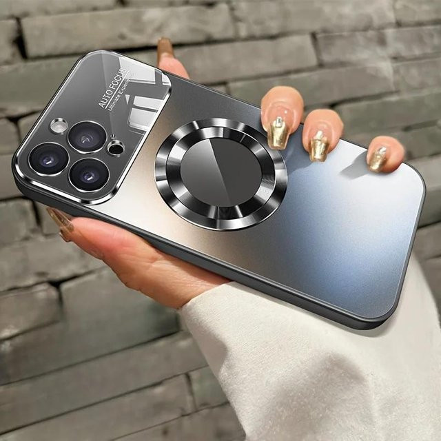 Hochwertige magnetische Handyhülle aus Titanlegierung und Glas für dein iPhone 15 Pro in Schwarz - Bild 1