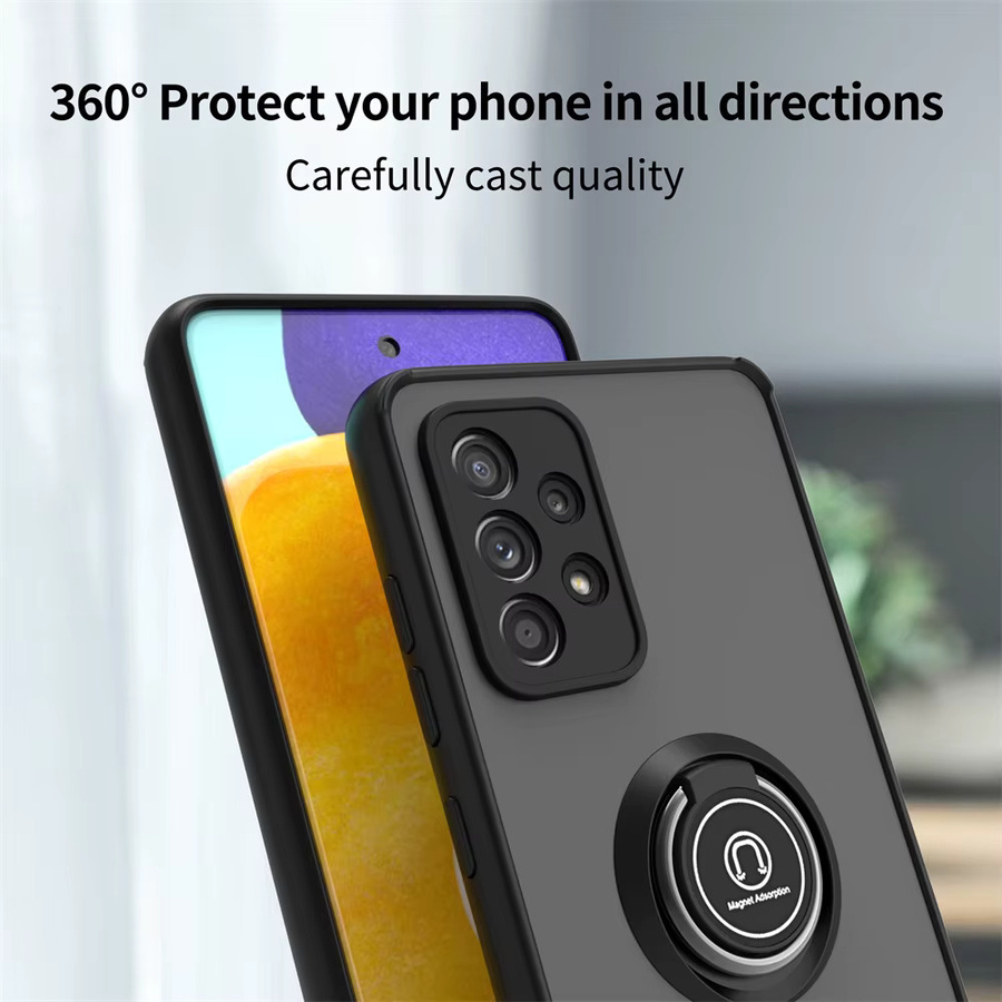 Luxus Stoßfeste Magnetische Matte Handyhülle mit Ringhalter für Samsung Galaxy A73 A72 A71 A52 A51 A42 A33 A32 A31 A03 A04 in Schwarz und Grün - Bild 3
