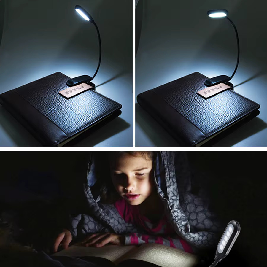 GGBEE Mini LED-Buchlampe Schwarz, tragbare und flexible batteriebetriebene Leselampe mit Augenschutz für Schreibtisch und Reise - Bild 5