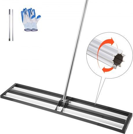 VEVOR Rasen-Ebenungsrechen mit verstellbarem Griff und Bodenplatte, robuster Metall-Bodenverebner für Garten und Golfplatz, B/T: 122 x 25 cm - Bild 1