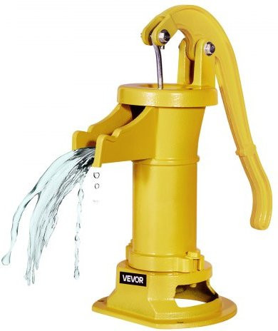 VEVOR Handwasserpumpe aus Gusseisen in Gelb mit 25 ft maximaler Förderhöhe und NPT 1-1/4 Zoll Anschluss - Bild 1