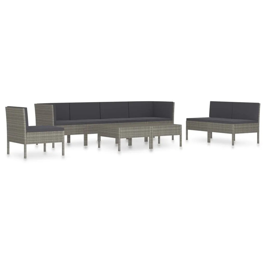 vidaXL 9-tlg Garten-Lounge-Set aus Poly Rattan mit Auflagen und Couchtisch in Anthrazit/Grau - Bild 2