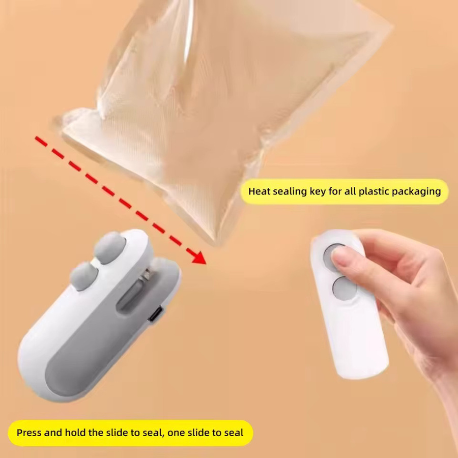 Mini-Heißsiegelgerät in Weiß zum Verschließen von Plastikbeuteln und Lebensmittelverpackungen - Bild 2