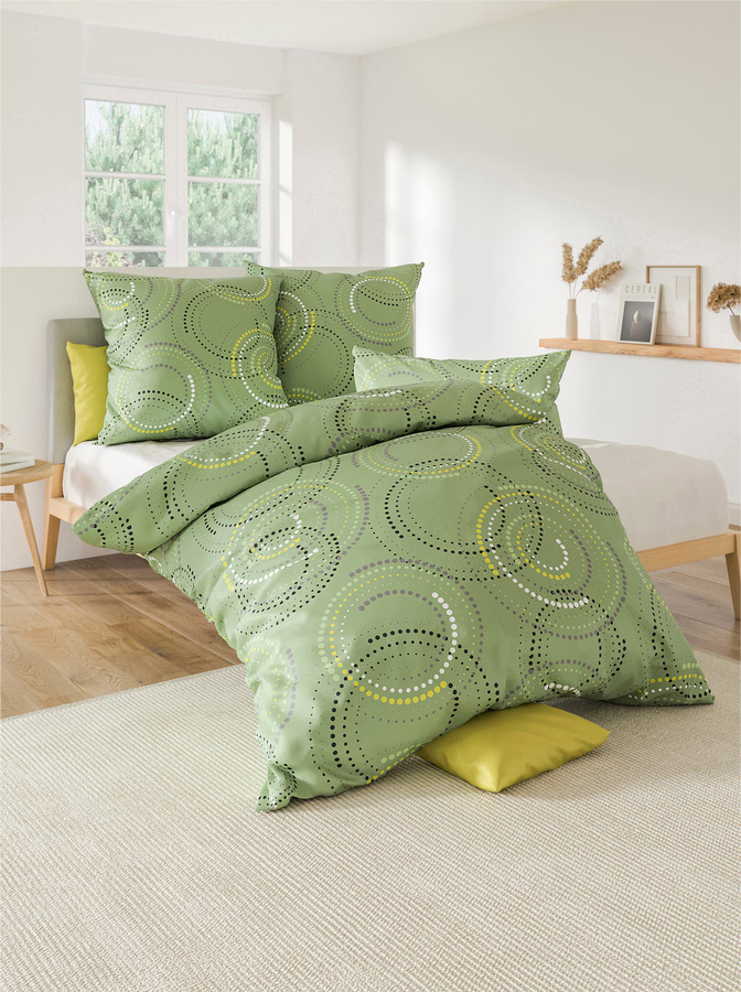 Wäschepur Bettwäsche aus Baumwolle mit Grafikdesign in Grau und Grün, B/H: 135 x 200 cm - Bild 1